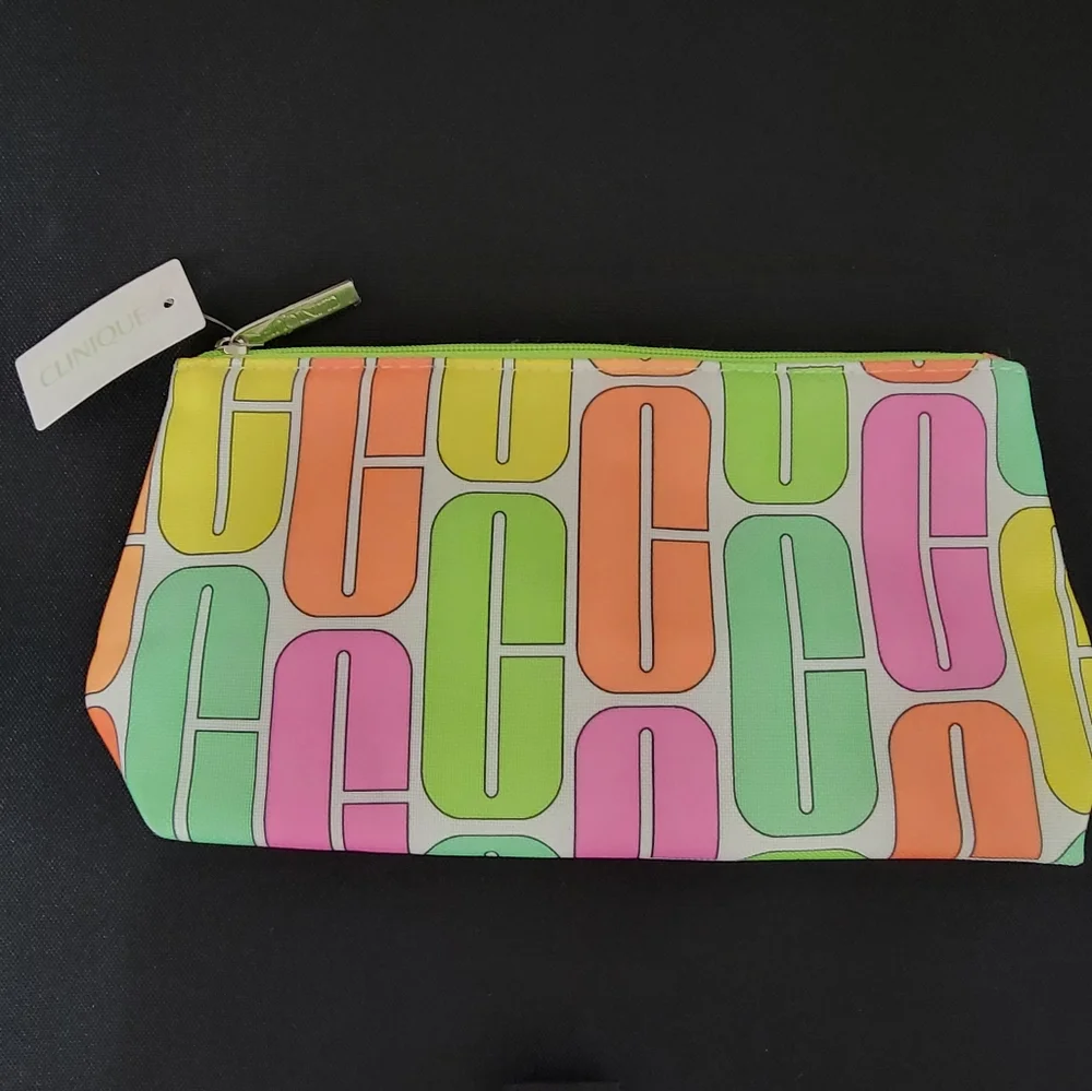 Brand New Clinique Travel Makeup Bag Neon Logo